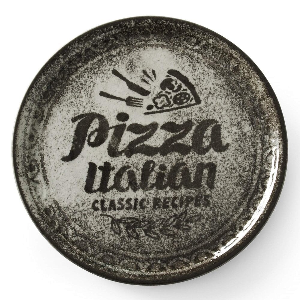 Hendi Pizza-/pannenkoekenborden | Recipe | Porselein | Zwart | 6 Stuks | ø330x18(h)mm