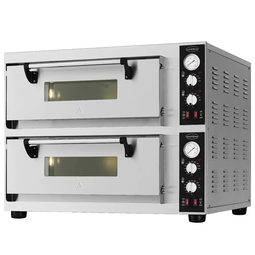 Combisteel Pizzaoven | Elektrisch | 4+4x ø30cm | 20°c/350°c | 8.4kw (400v) | 880x810x720(h)mm