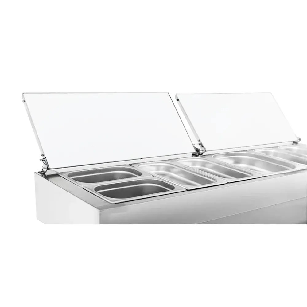 Combisteel Pizzawerkbank | 943l | 4 Deuren (en600x400) | Boven 12x 1/3 GN | +2°c/+8°c | Geforceerd | 2528x800x890/1040(h)mm