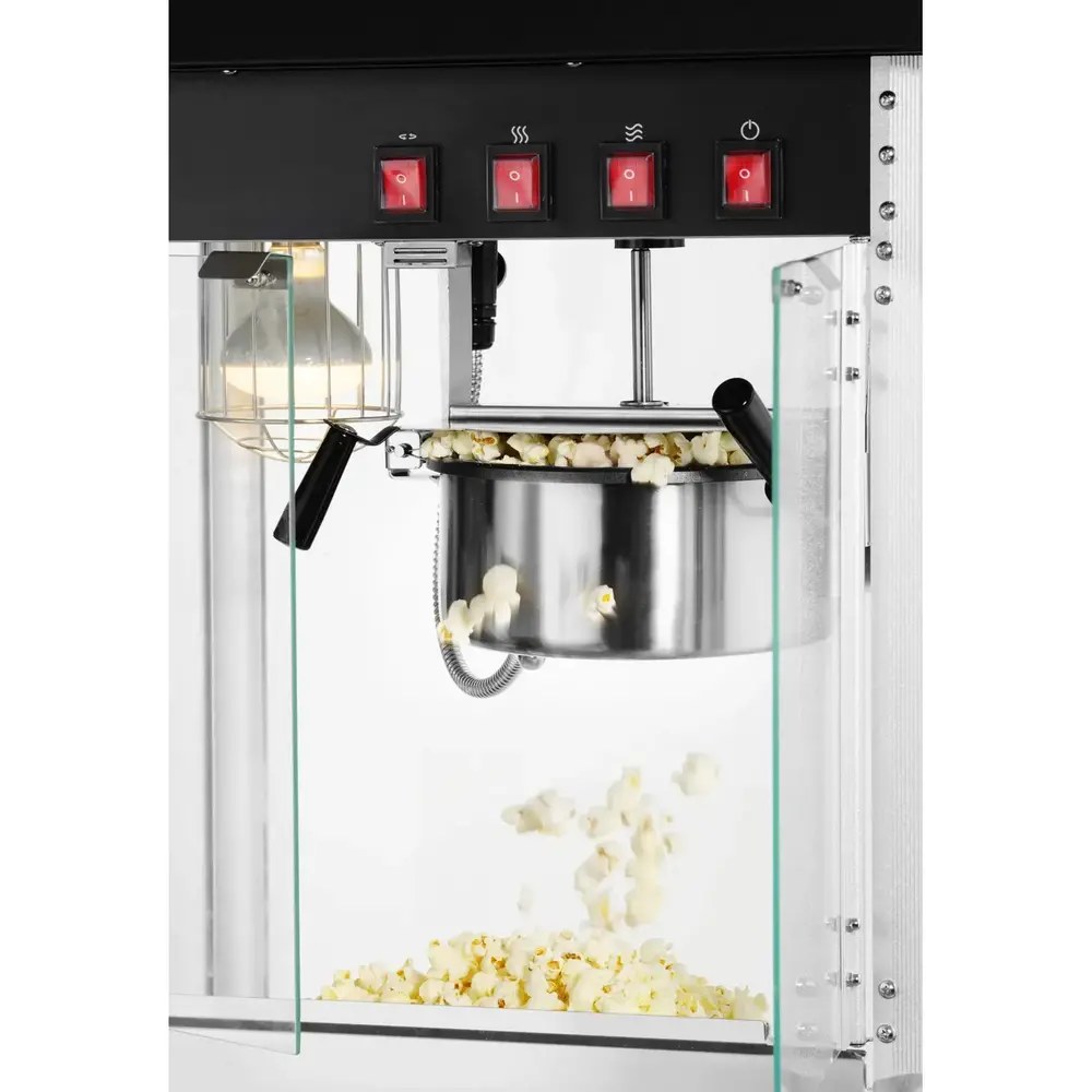 Hendi Popcornmachine | Zwart | 1.5kw (230v) | Interne Verlichting | 560x420x770(h)mm
