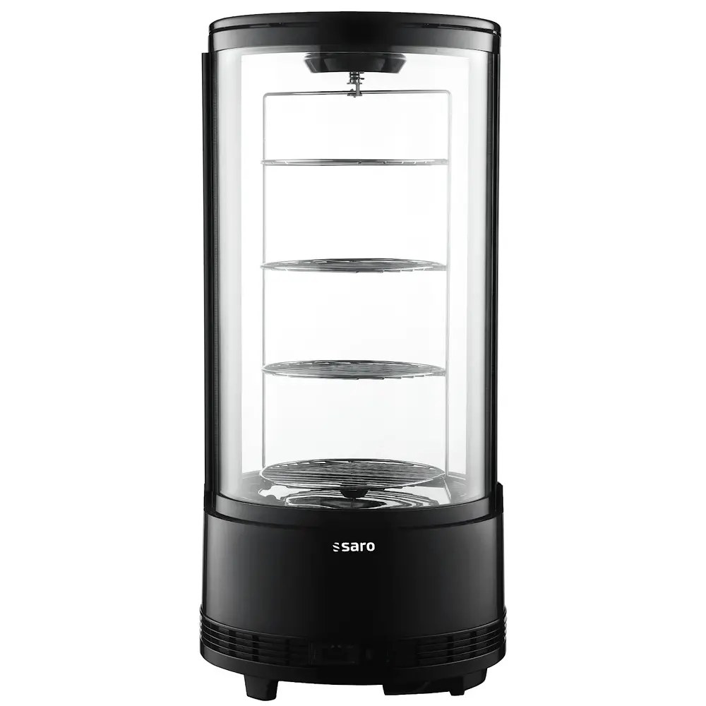 Saro Roterende Gebaksvitrine | Eliza | 73l | Zwart | +2°c/+12°c | Geforceerd | 4 Niveaus | ø504x1060(h)mm