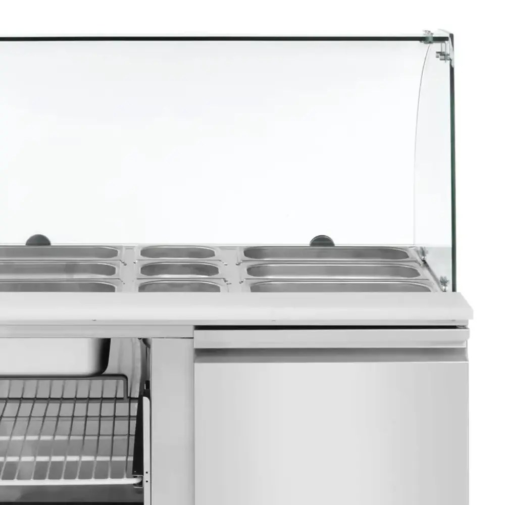 Arktic by Hendi Saladette | Kitchenline | 300l | 2 Deuren (1/1 Gn) | Boven 2x 1/1 GN + 3x 1/6 GN | -2°c/+8°c | Geforceerd | Glasopzet + Snijblad | 900x700x880/1300(h)mm