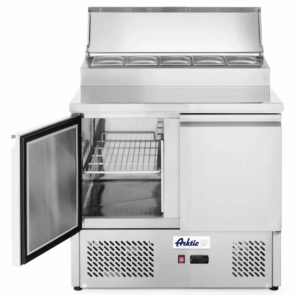 Arktic by Hendi Saladette | Kitchenline | 300l | 2 Deuren (1/1 Gn) | Boven 5x 1/6 GN | -2°c/+8°c | Geforceerd | 0.31kw | Klapdeksel | 900x700x880/1055(h)mm