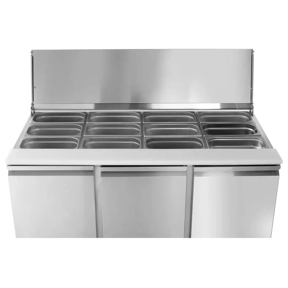 Arktic by Hendi Saladette | Kitchenline | 380l | 3 Deuren (1/1 Gn) | Boven 4x 1/1 GN | -2°c/+8°c | Geforceerd | Schuif-/klapdeksel + Snijblad | 1365x700x888(h)mm