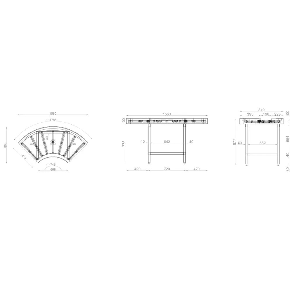 Mastro Aan-/afvoertafel (hoekelement) | Rvs | Transportrollen | 1100x1110x875(h)mm