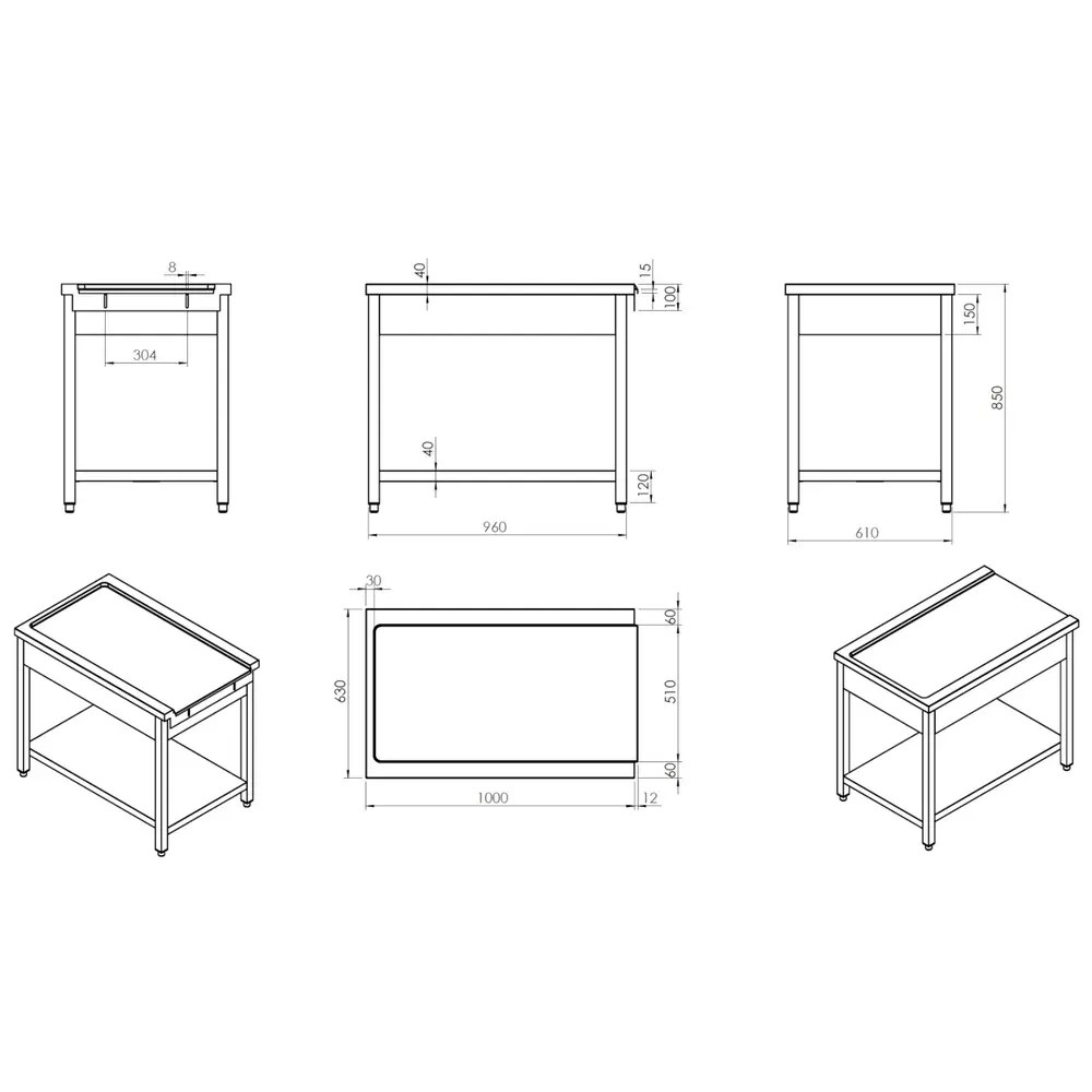 Mastro Aanvoertafel (rechts) | Rvs | 1 Spoelbak (links) | Bodemschap | Achteropstand | 1200x770x850/1050(h)mm
