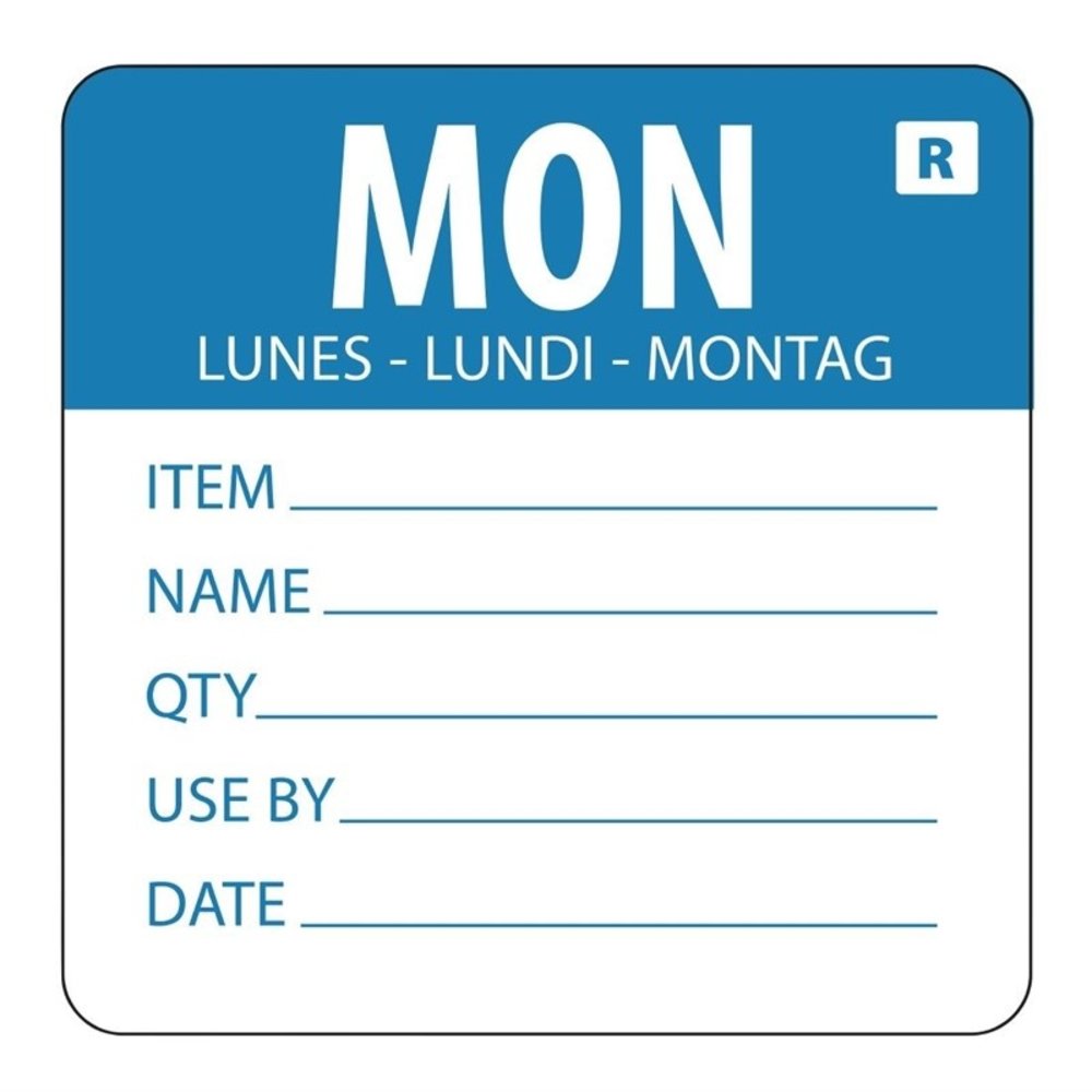 Vogue Afneembare Kleurcode Voedseletiketten Maandag | 500 Stuks | 4,9(h)x6(b)cm
