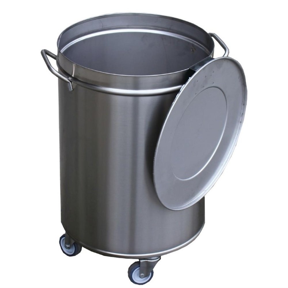 Gastro M Afvalbak | Rvs (geborsteld) | 100l | Klapdeksel | Wielen | ø450x685(h)mm