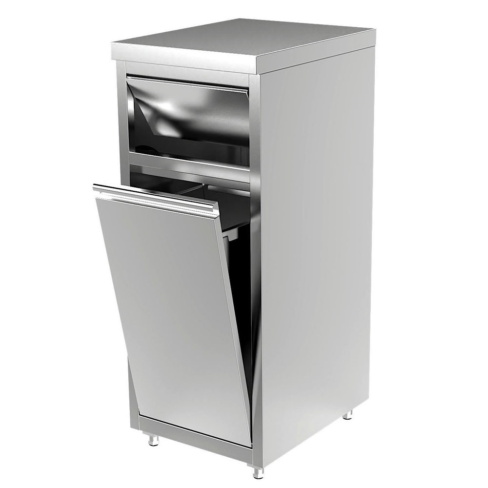 Qusinox Afvalbak | Rvs (geborsteld) | Duwdeksel + Kanteldeur | 400x500x1000(h)mm