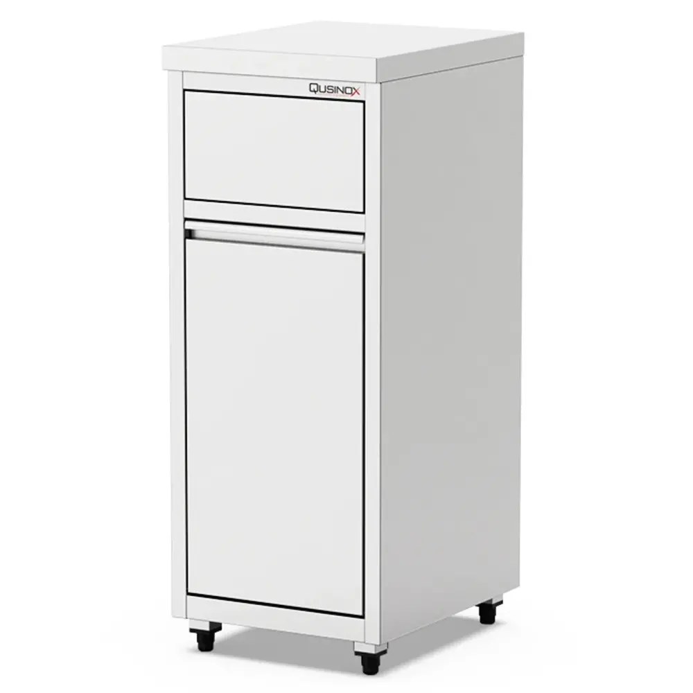 Qusinox Afvalbak | Rvs (geborsteld) | Duwdeksel + Kanteldeur | 400x500x1000(h)mm
