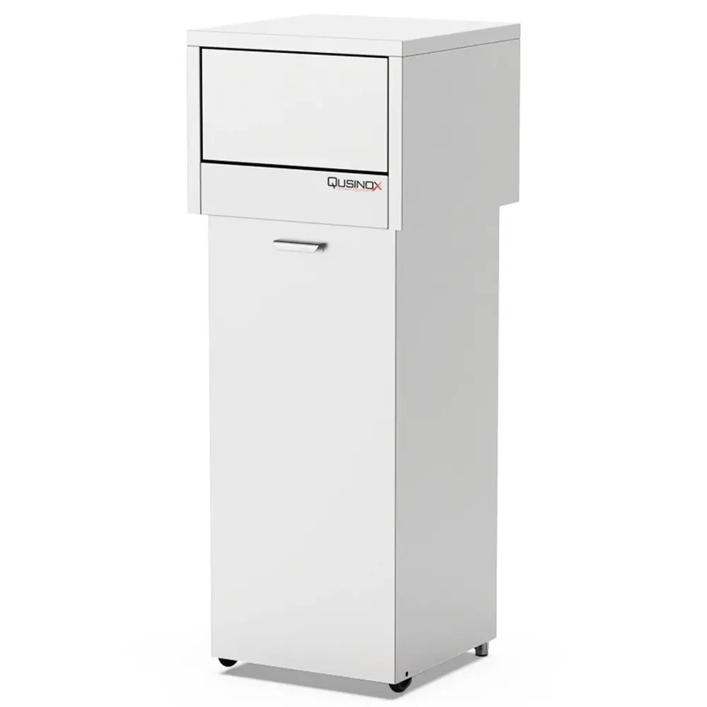 Qusinox Afvalbak | Rvs (geborsteld) | Duwdeksel + Kanteldeur | 470x470x1260(h)mm