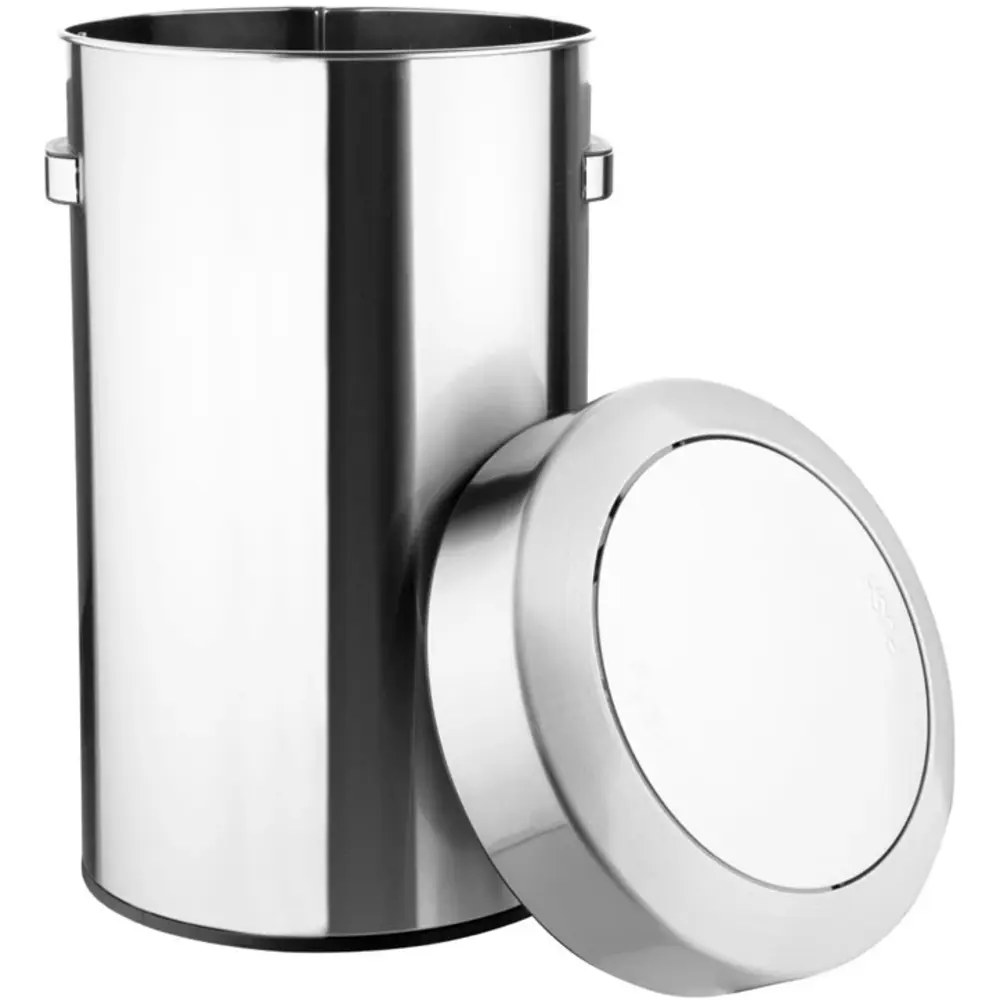 Bolero Afvalbak | Staal | Geborsteld | 70l | Tuimeldeksel | Anti Fingerprint | ø445x695(h)mm