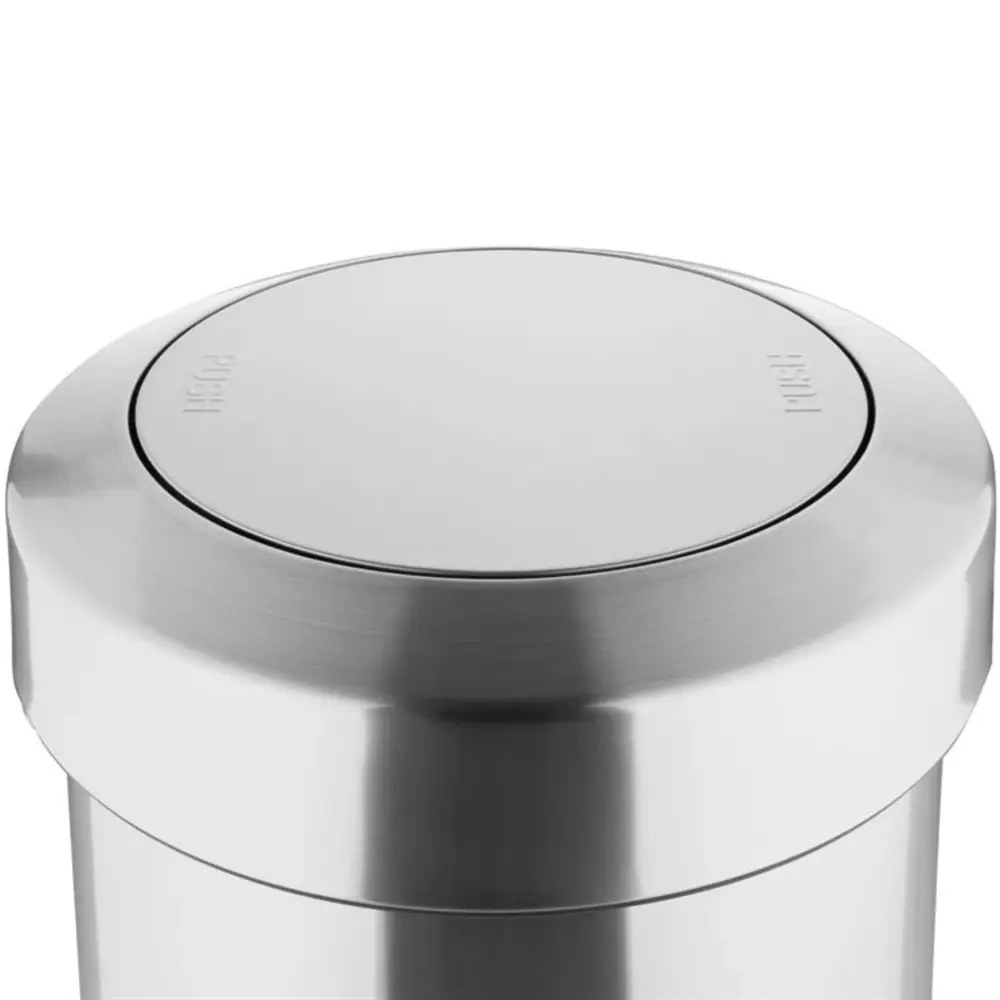 Bolero Afvalbak | Staal | Geborsteld | 70l | Tuimeldeksel | Anti Fingerprint | ø445x695(h)mm