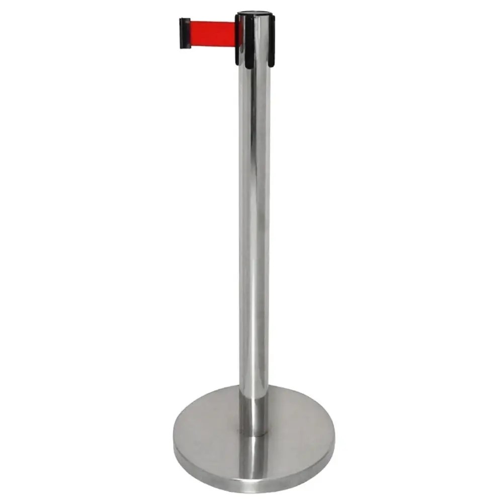 Bolero Afzetpaal | Rvs (geborsteld) | Incl. Rood Afzetlint (3m) | ø345x965(h)mm