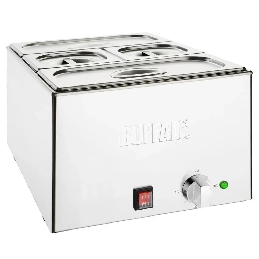 Buffalo Bain-marie | Elektrisch | 2x 1/3 GN + 2x 1/6 GN | 30°c/90°c | 1.2kw (230v) | Incl. Gn-bakken | 432x645x327(h)mm