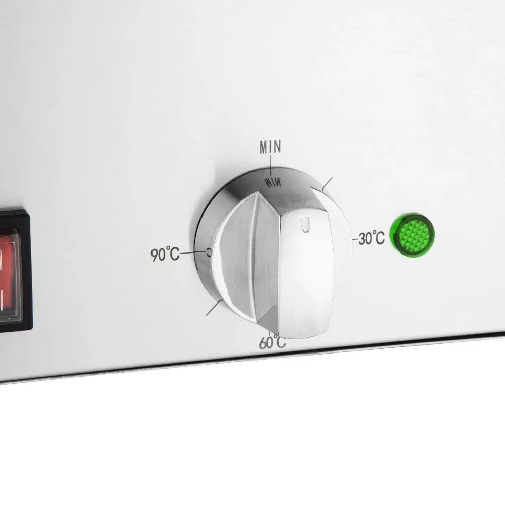 Buffalo Bain-marie | Elektrisch | 2x 1/3 GN + 2x 1/6 GN | 30°c/90°c | 1.2kw (230v) | Aftapkraan | Incl. Gn-bakken | 432x645x327(h)mm