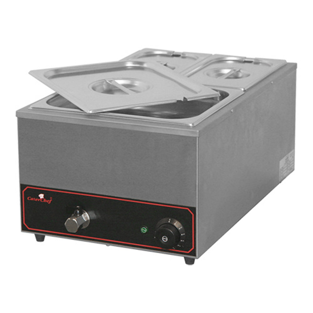 Caterchef Bain Marie Gn1/1x1-150mm |1,2kw | Met Lepeluitsparing, Ent Aftapkraan | 355x615x278(h)mm