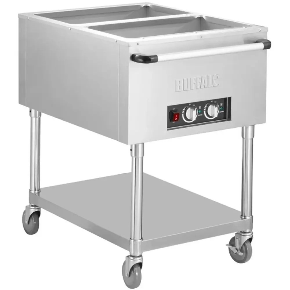 Buffalo Bain-marie Wagen | Elektrisch | 2x 1/1 GN | 0.5kw (230v) | 835x750x855(h)mm
