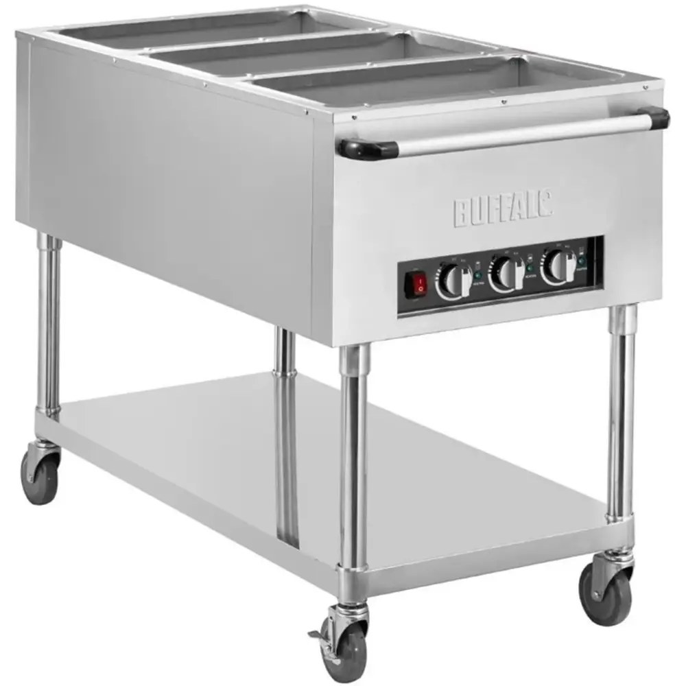 Buffalo Bain-marie Wagen | Elektrisch | 3x 1/1 GN | 0.75kw (230v) | 1190x750x855(h)mm