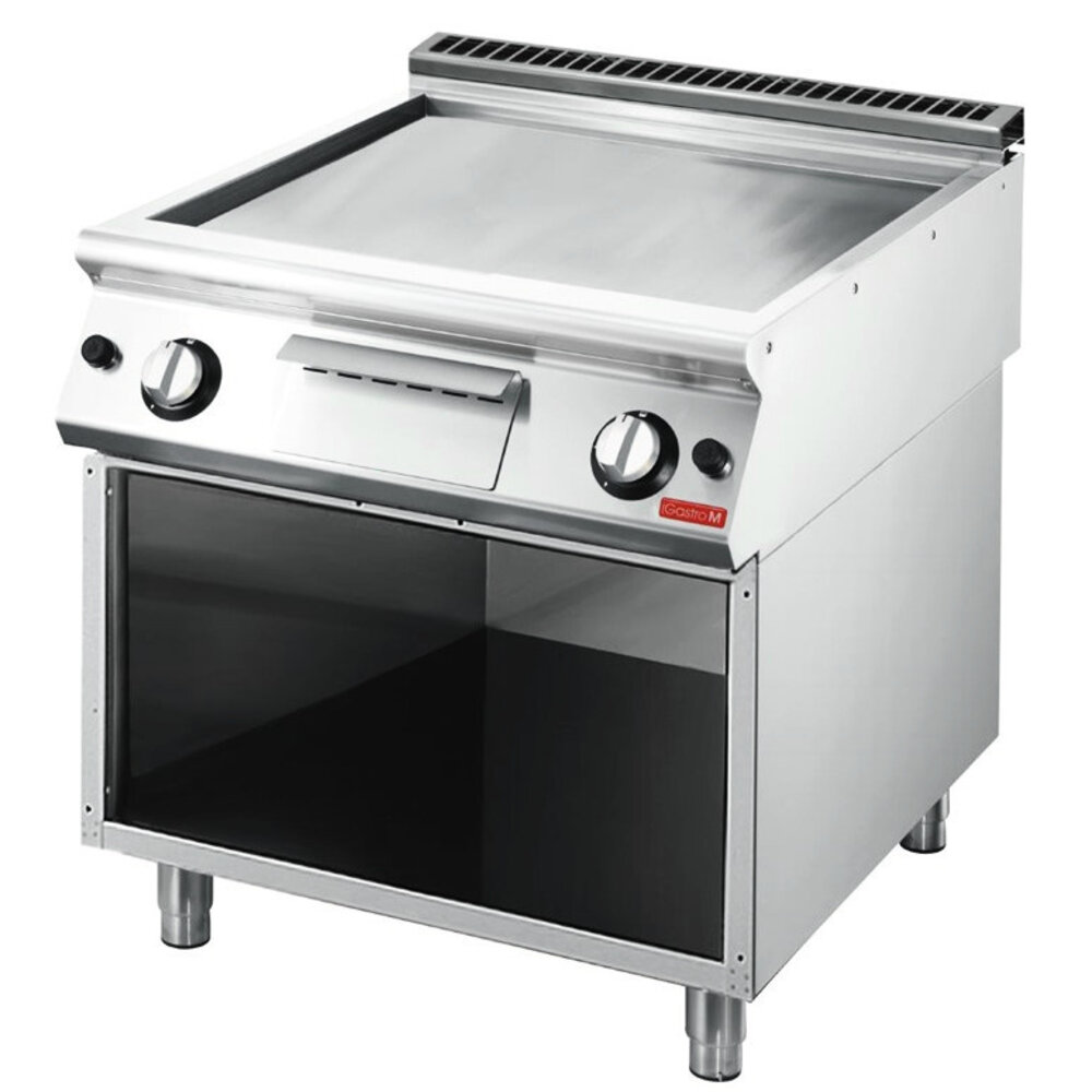 Gastro M Bak-/grillplaat | Serie 700 | Aardgas | Glad Oppervlak (verchroomd) | 11.4kw | Piëzo Ontsteking | Open Onderstel | 800x700x850(h)mm
