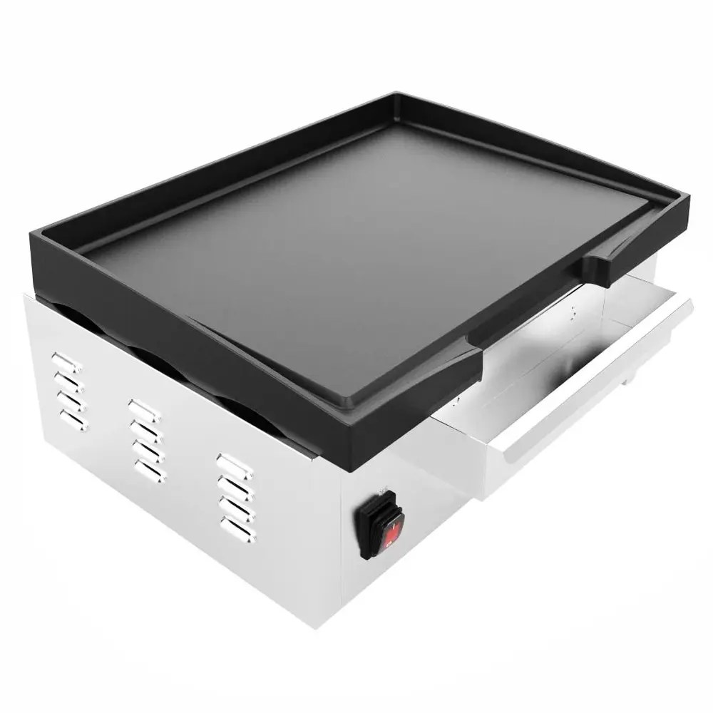 Buffalo Bak-/grillplaat | Elektrisch | Glad Oppervlak 372x367 (gietijzer) | 50°c/300°c | 2.8kw (230v) | 430x445x203(h)mm