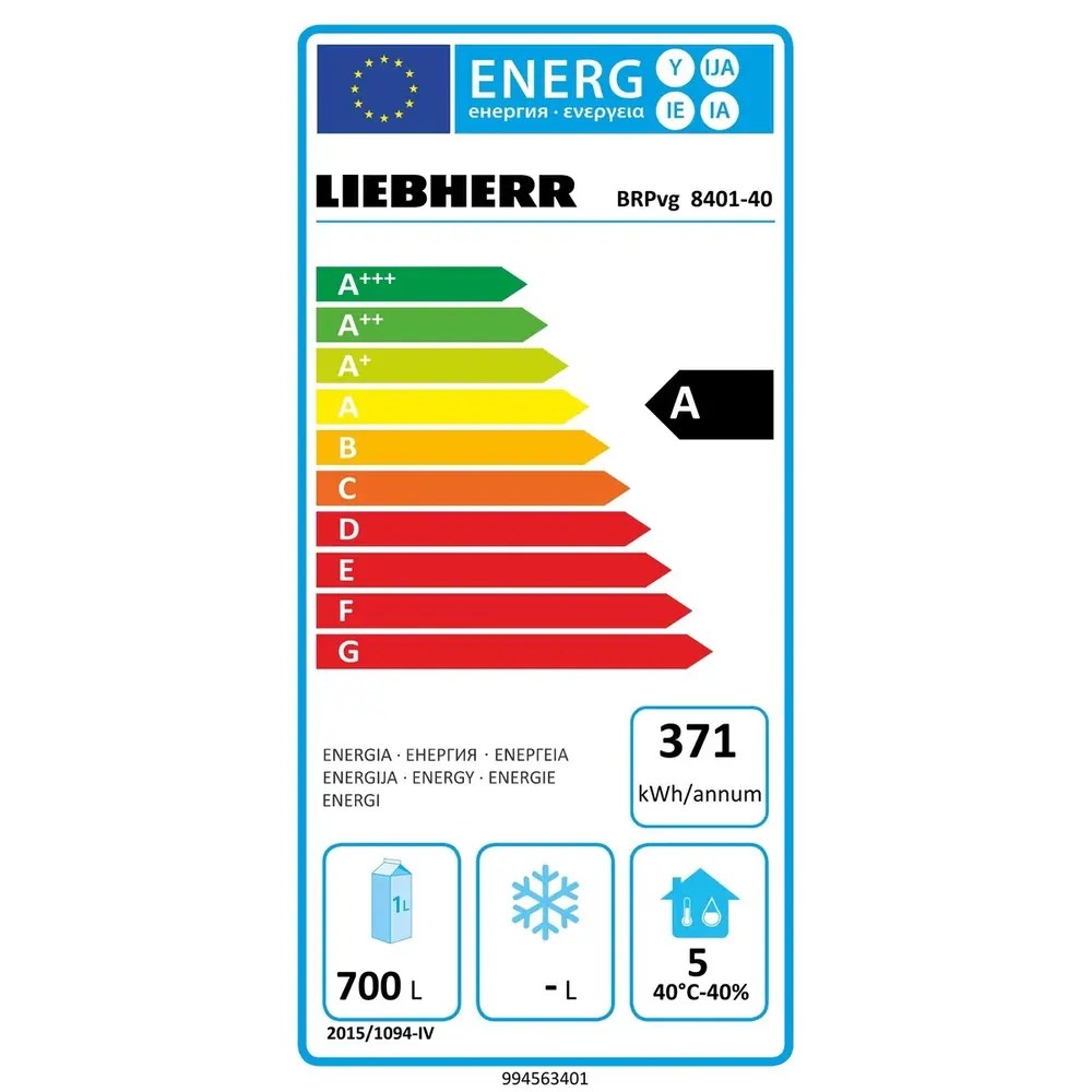 Liebherr Bakkerij Vrieskast | Performance | 854l (en600x800) | Wit | -10°c/-35°c | Geforceerd | Temperatuur-/deuralarm | Touchscreen + App | 787x1017x2115(h)mm