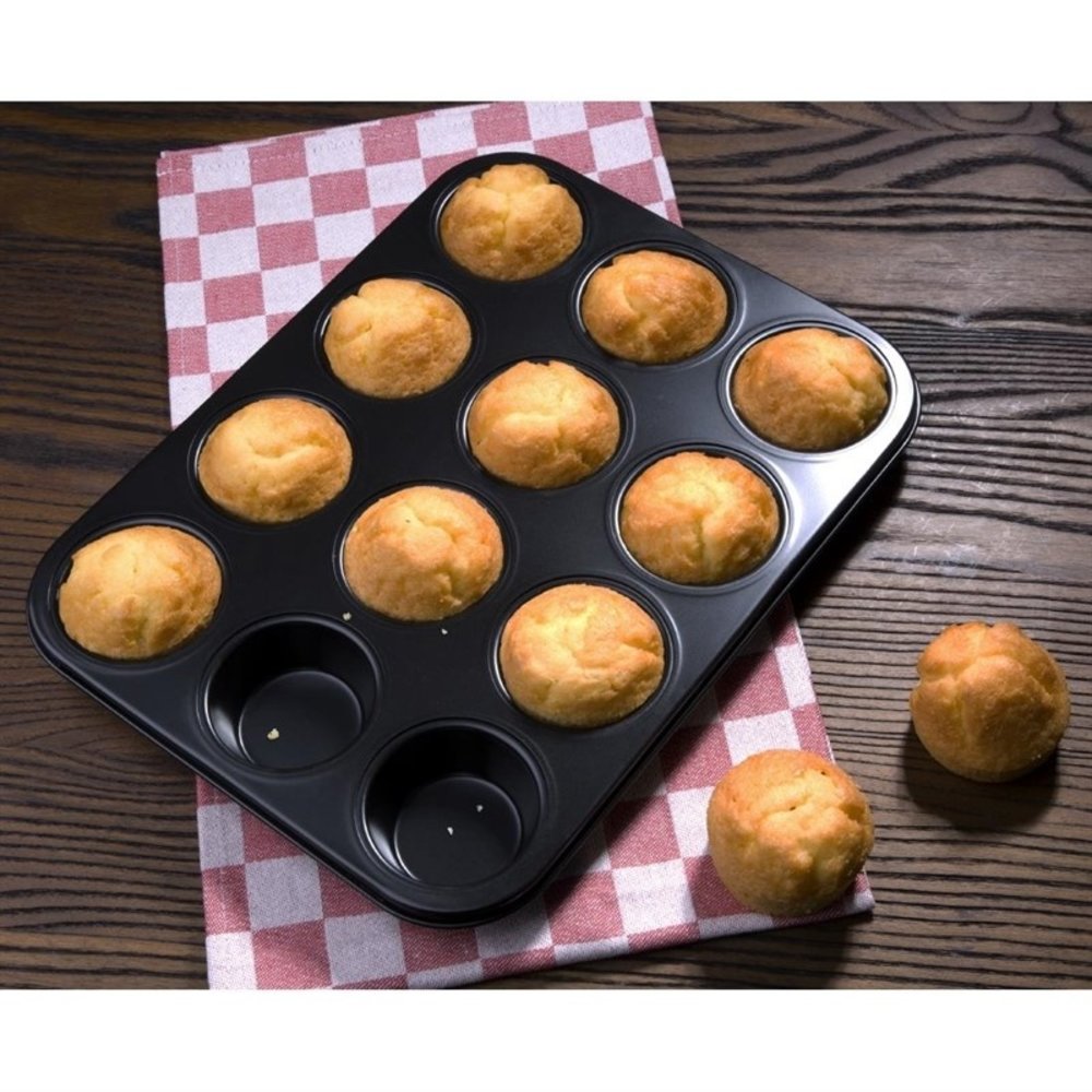 Vogue Bakvorm Koolstofstaal Met Anti Kleef | Cap. 12 Muffins | 350x270x30(h)mm