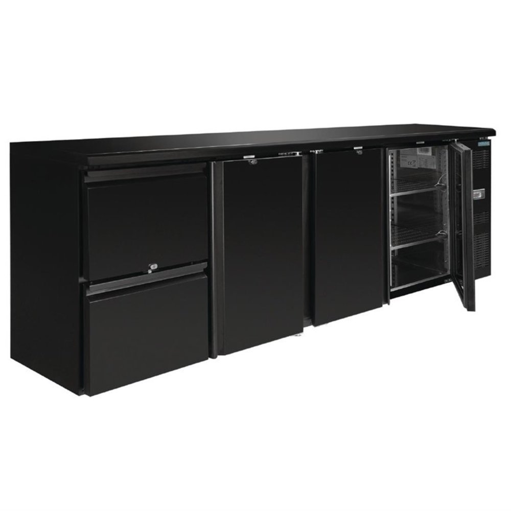 Polar Bardisplay | Zwart | 698l | 3 Deuren & 2 Laden | Geforceerd | 2542x513x860(h)mm