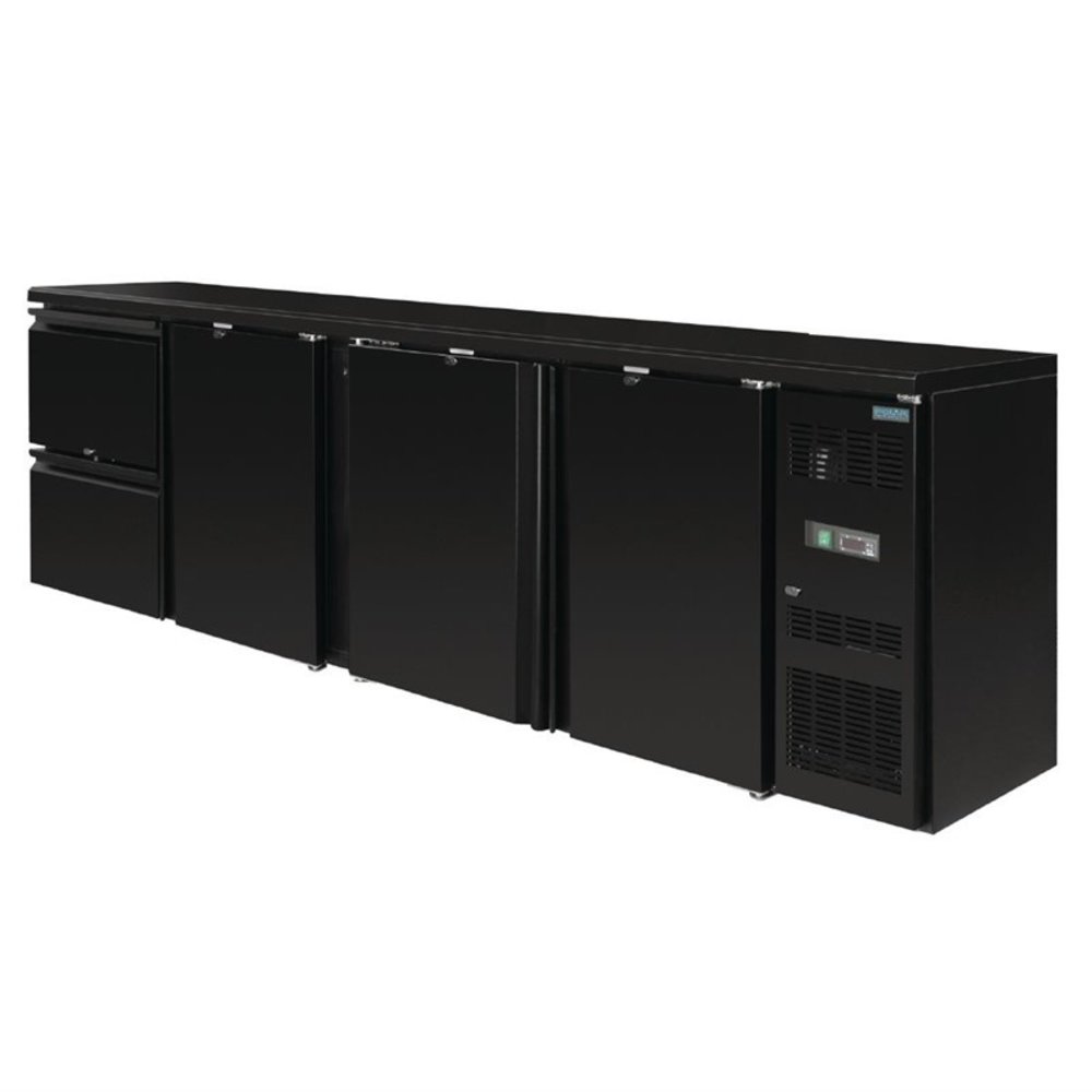 Polar Bardisplay | Zwart | 698l | 3 Deuren & 2 Laden | Geforceerd | 2542x513x860(h)mm