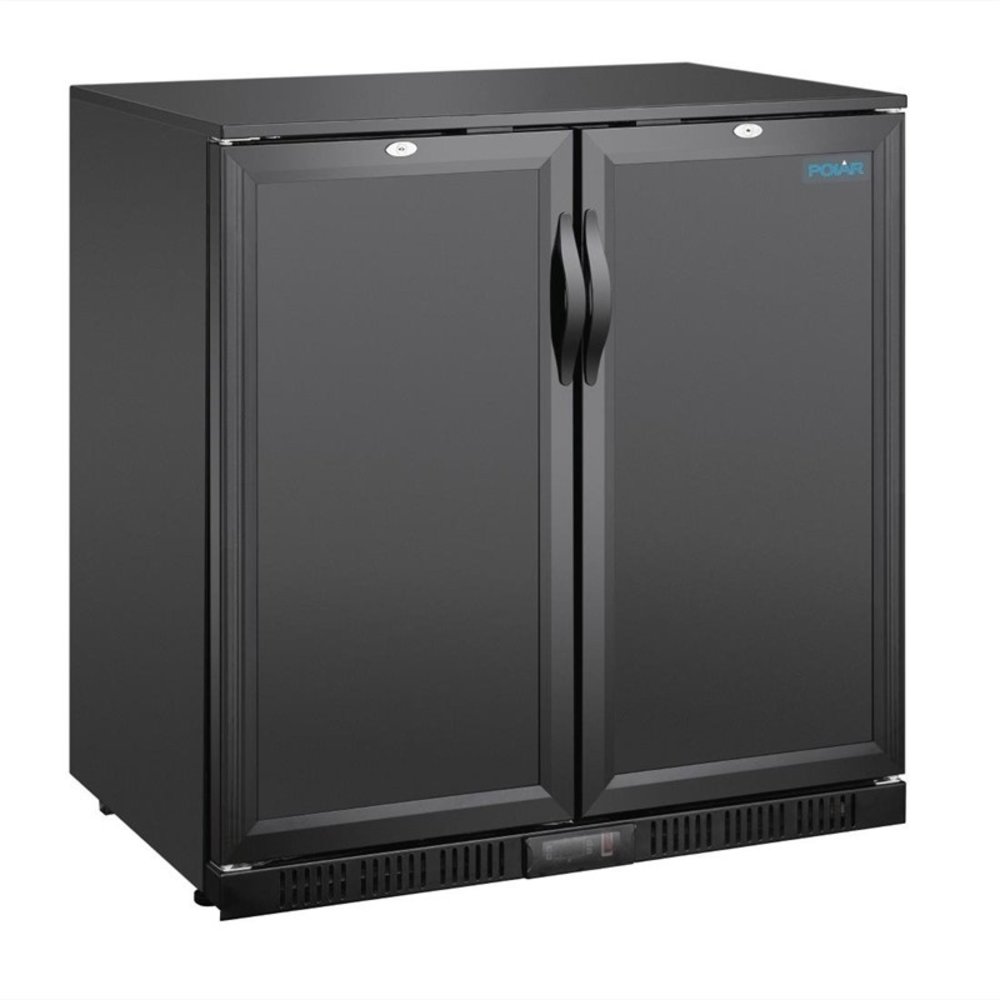 Polar Barkoelkast | Laag Model | 198l | Zwart | +2°c/+8°c | Geventileerd | 2 Klapdeuren (dicht) | 900x520x850(h)mm