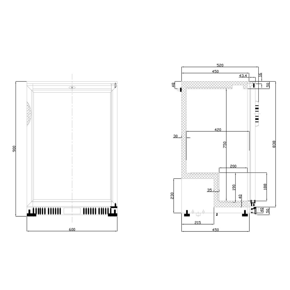Mastro Barkoelkast | 133l | 1 Deur | 600x520x900(h)mm