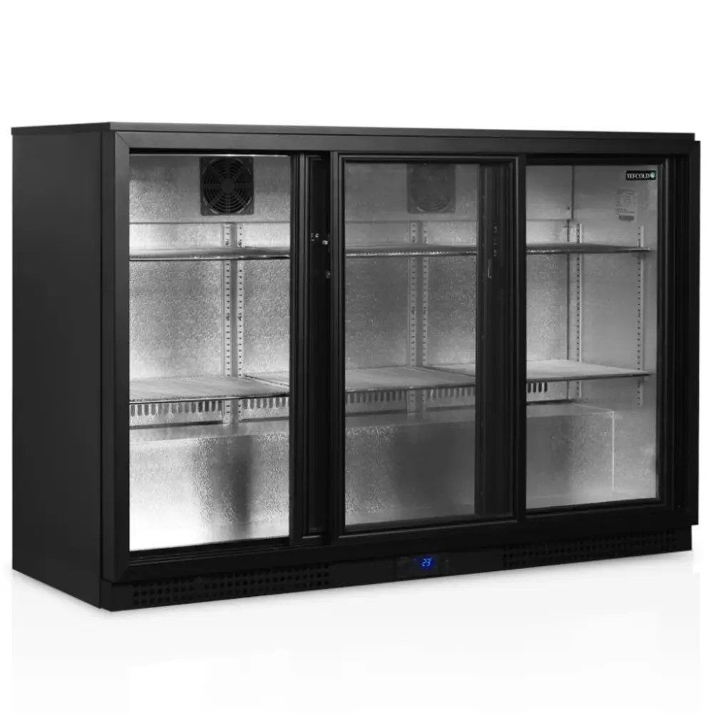 Tefcold Barkoelkast | Serie BA | 311l | Zwart | +2°c/+10°c | Geforceerd | Schuifdeuren | 1350x520x900(h)mm