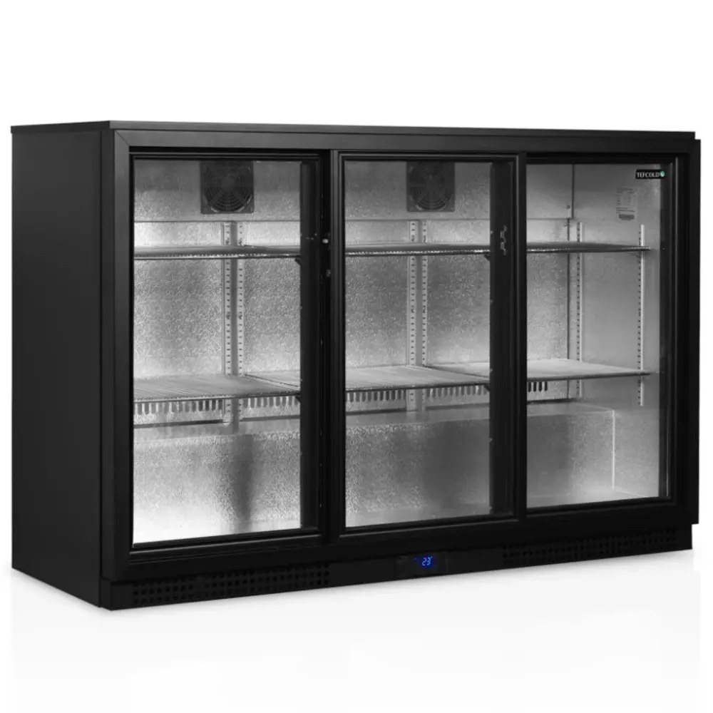 Tefcold Barkoelkast | Serie BA | 311l | Zwart | +2°c/+10°c | Geforceerd | Schuifdeuren | 1350x520x900(h)mm