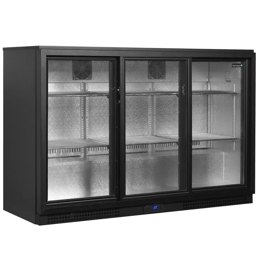 Tefcold Barkoelkast | Serie BA | 311l | Zwart | +2°c/+10°c | Geforceerd | Schuifdeuren | 1355x515x900(h)mm