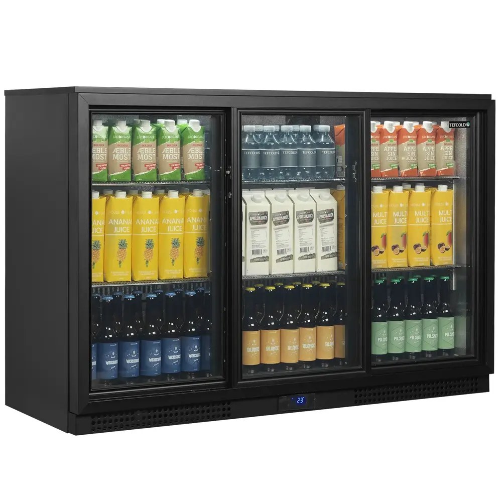 Tefcold Barkoelkast | Serie BA | 311l | Zwart | +2°c/+10°c | Geforceerd | Schuifdeuren | 1355x515x900(h)mm