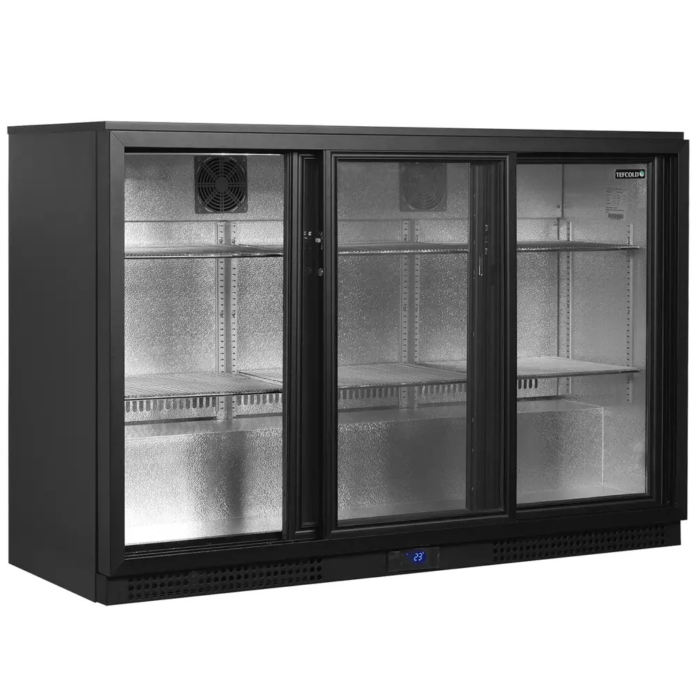 Tefcold Barkoelkast | Serie BA | 311l | Zwart | +2°c/+10°c | Geforceerd | Schuifdeuren | 1355x515x900(h)mm