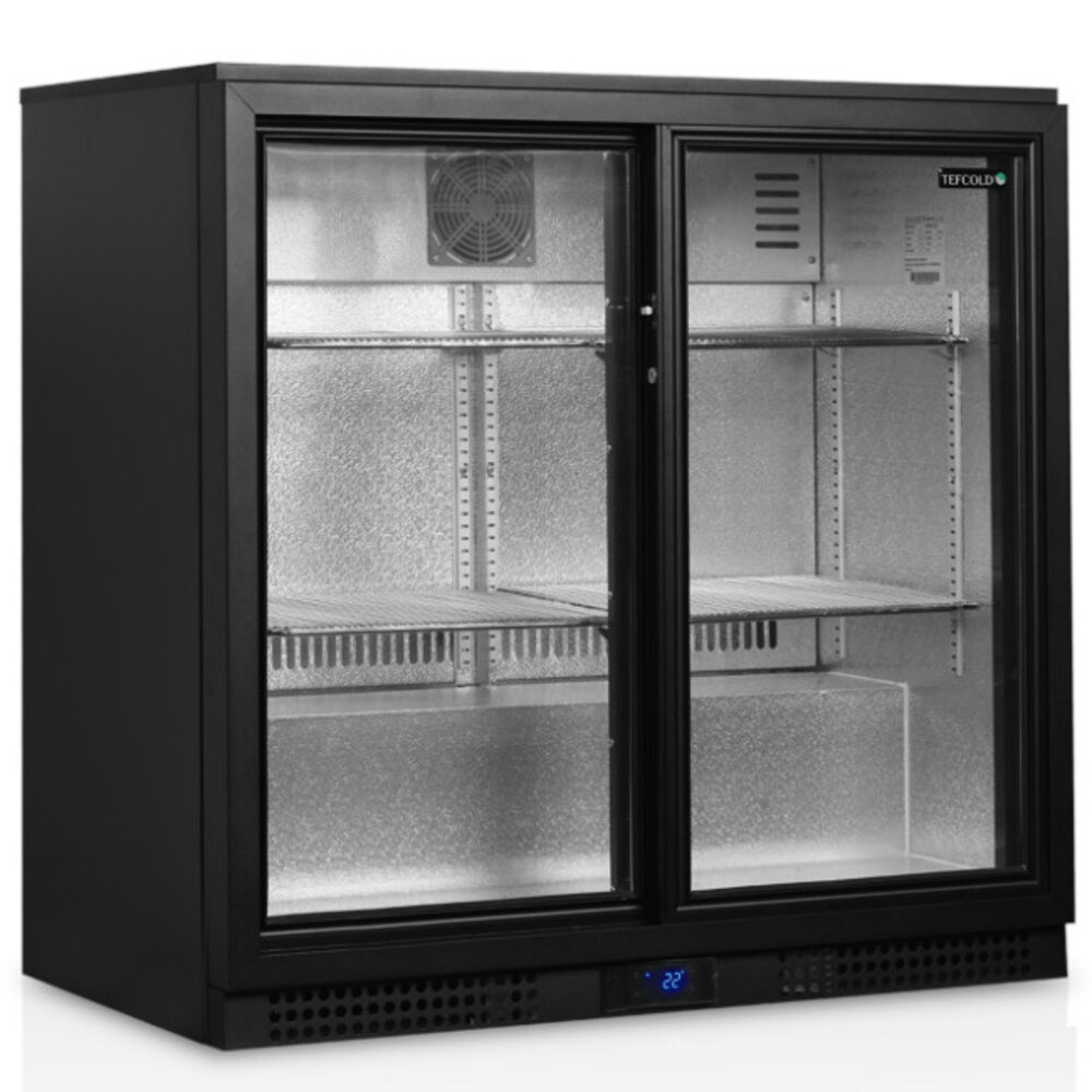 Tefcold Barkoelkast | Serie BA | Energiezuinig | 196l | Zwart | +2°c/+10°c | Geforceerd | Schuifdeuren | 900x520x900(h)mm