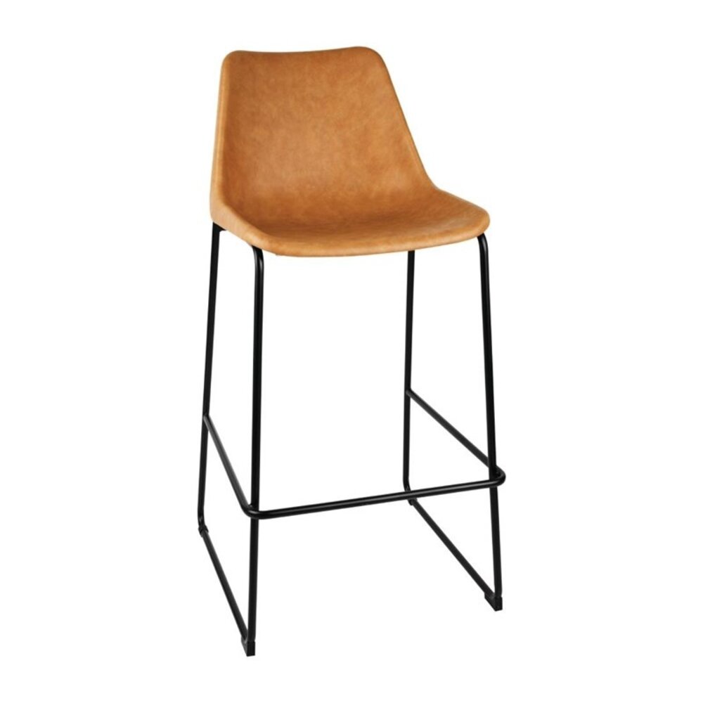 Bolero Barkruk | Rodeo | Kunstleer/staal | Camel | Zwarte Poten | Indoor | 565x530x1060(h)mm