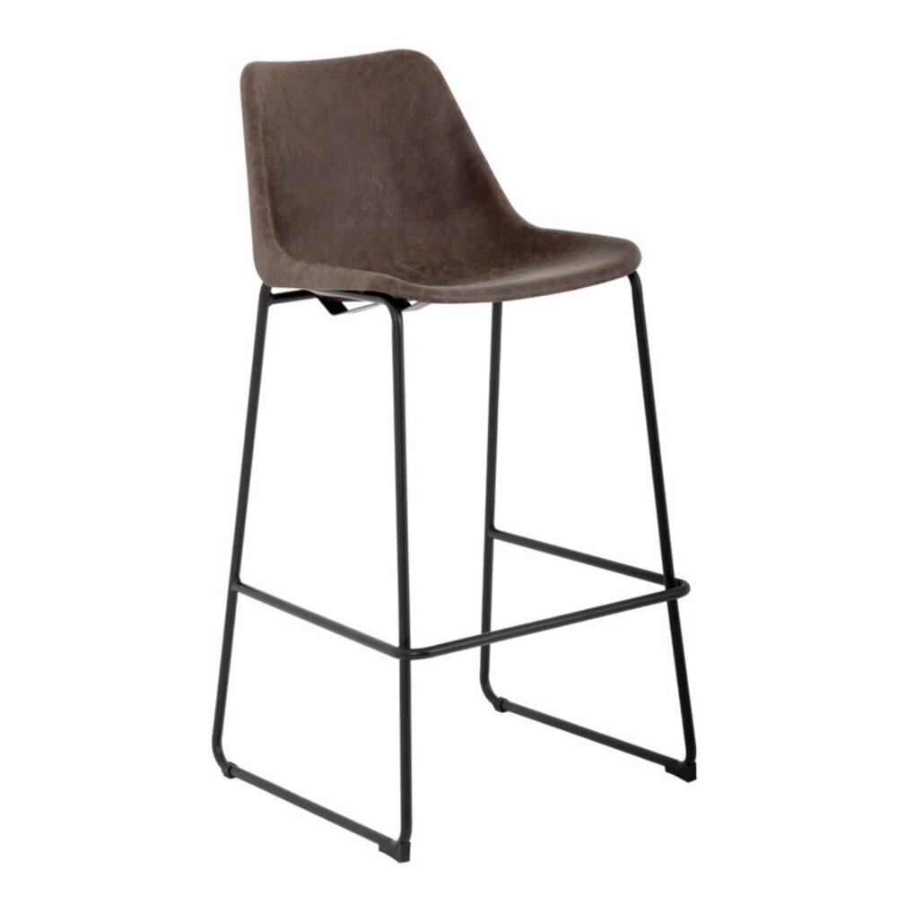Bolero Barkruk | Rodeo | Kunstleer/staal | Mokka | Zwarte Poten | Indoor | 565x530x1060(h)mm