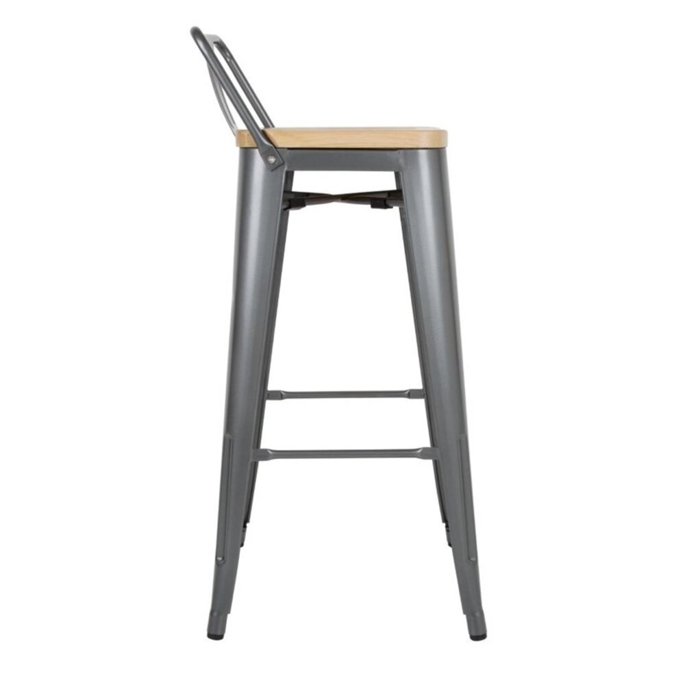 Bolero Barkrukken | Bistro | Hout/staal | Hout (essen) | Grijs Frame | Indoor | 4 Stuks | 430x450x900(h)mm