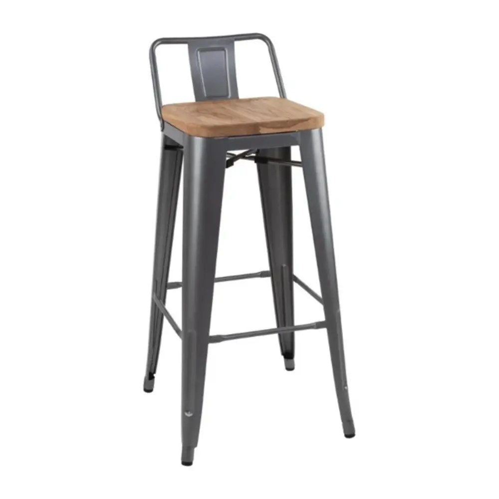 Bolero Barkrukken | Bistro | Hout/staal | Hout (essen) | Grijs Frame | Indoor | 4 Stuks | 430x450x900(h)mm