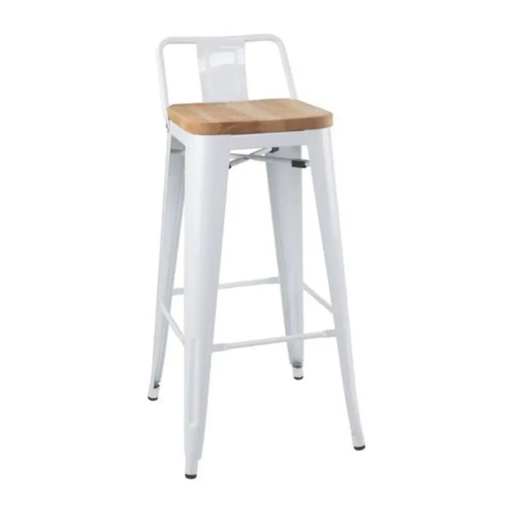 Bolero Barkrukken | Bistro | Hout/staal | Hout (essen) | Wit Frame | Indoor | 4 Stuks | 430x450x900(h)mm