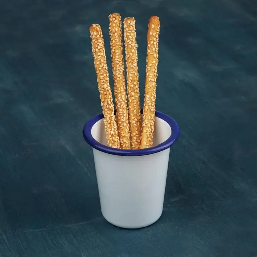 Olympia Bekers | Geëmailleerd Staal | Wit/blauw | 31cl | 6 Stuks