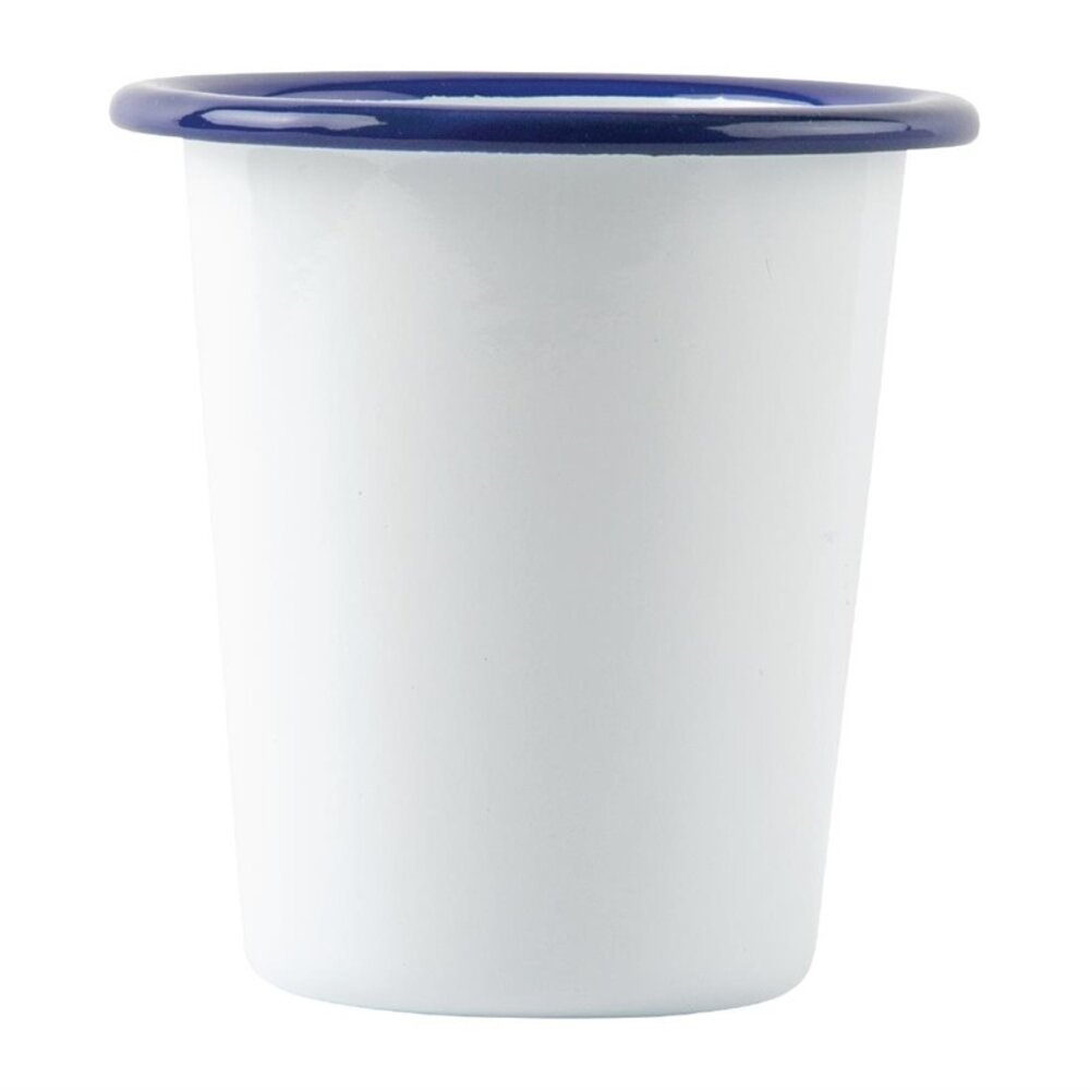 Olympia Bekers | Geëmailleerd Staal | Wit/blauw | 31cl | 6 Stuks