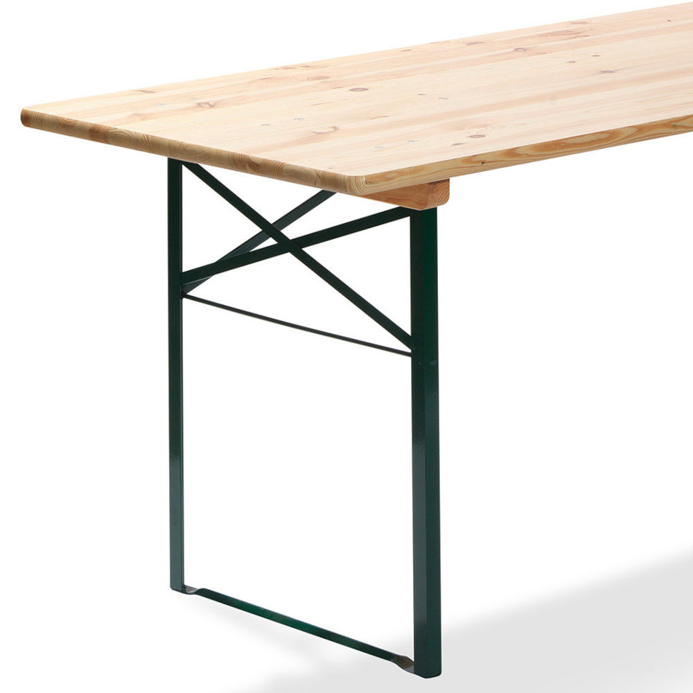 Veba Biertafel | Hout/staal | Sparren-grenenhout Blad | Groen Frame | In-/outdoor | 2200x500x780(h)mm