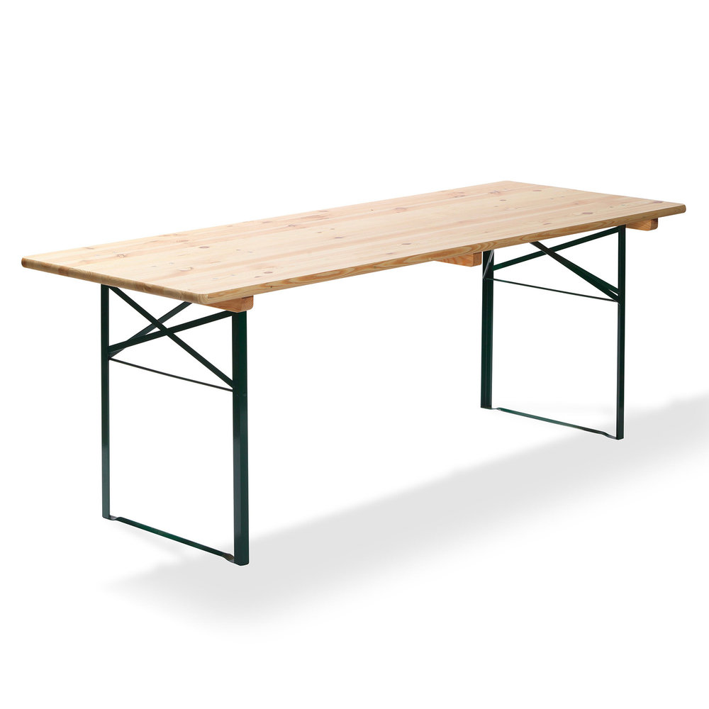 Veba Biertafel | Hout/staal | Sparren-grenenhout Blad | Groen Frame | In-/outdoor | 2200x700x780(h)mm