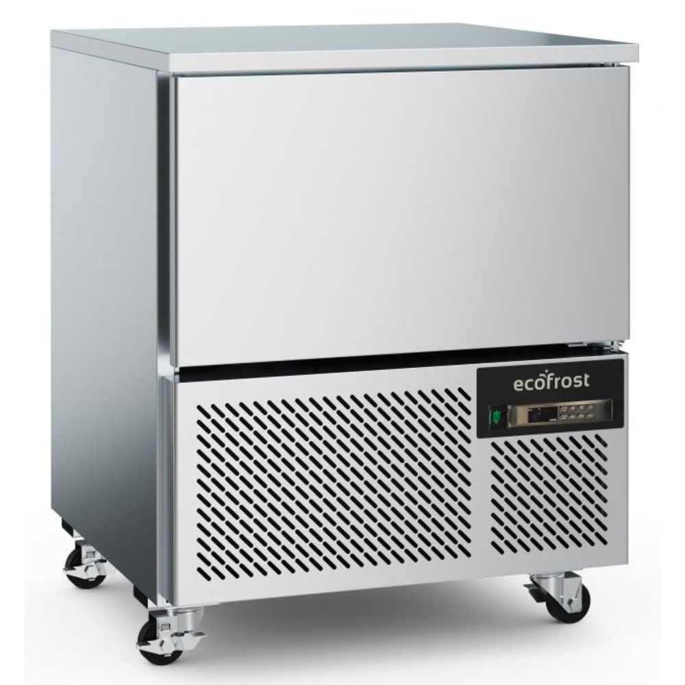 Ecofrost Blastchiller | 5 Niveaus (en/gn) | Max. 15kg (koelen) / 12kg (vriezen) | 0.75kw (230v) | Wielen | 800x800x1000(h)mm