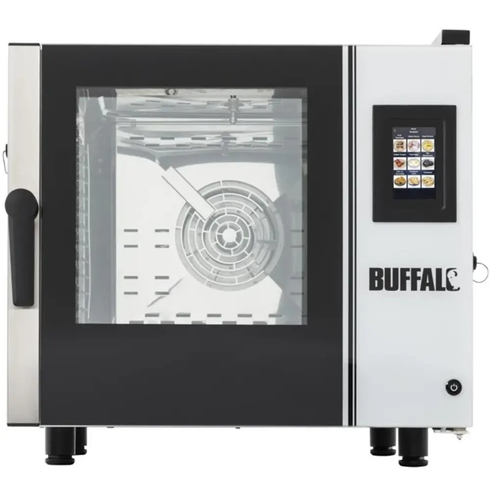 Buffalo Combisteamer | Elektrisch | 6 Niveaus (1/1 Gn) | 30°c/250°c | 7.2kw (400v) | Zelfreiniging | Touchscreen | 720x620x665(h)mm