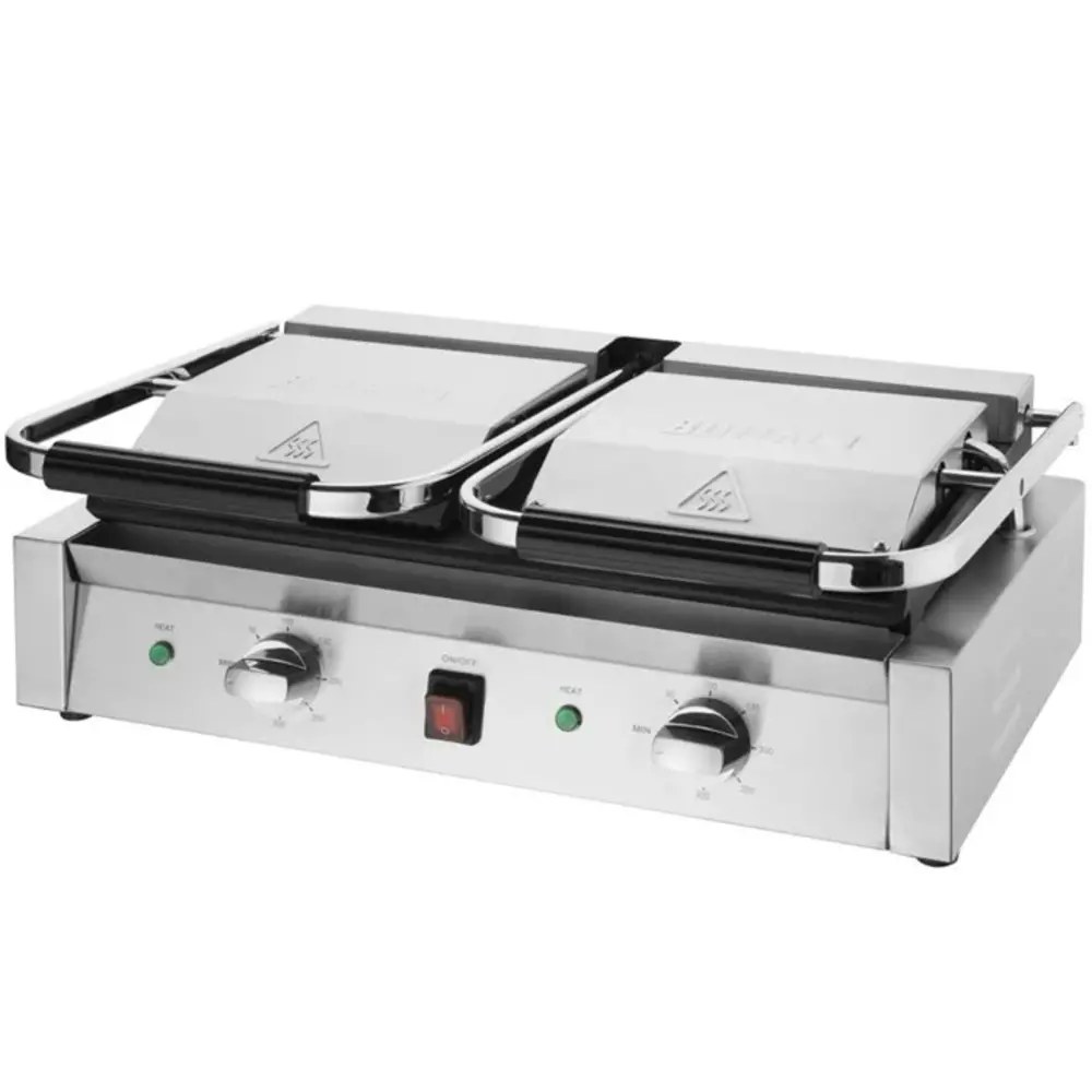 Buffalo Contact-/paninigrill | Bistro | Dubbel | Gegroefd Oppervlak (gietijzer) | 100°c/300°c | 2.9kw (230v) | 570x310x200(h)mm