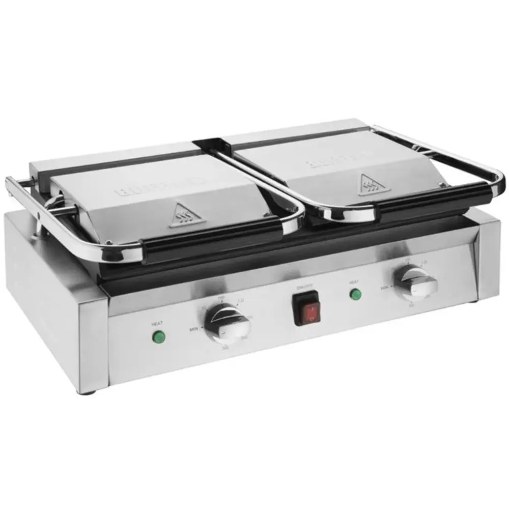 Buffalo Contact-/paninigrill | Bistro | Dubbel | Gegroefd Oppervlak (gietijzer) | 100°c/300°c | 2.9kw (230v) | 570x310x200(h)mm